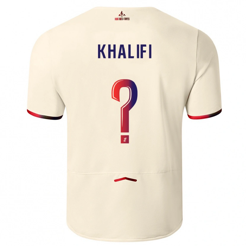 Danxen Kinderen Yassine Khalifi #0 Gebroken Wit Rood Uitshirt Uittenue 2025/26 T-Shirt