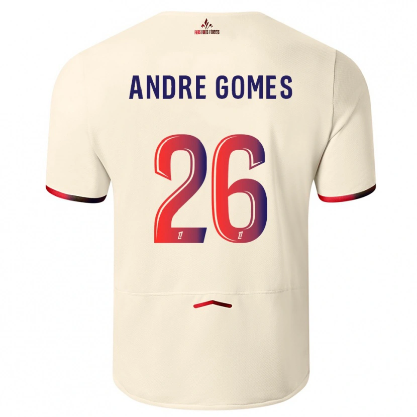 Danxen Kinderen André Gomes #26 Gebroken Wit Rood Uitshirt Uittenue 2025/26 T-Shirt