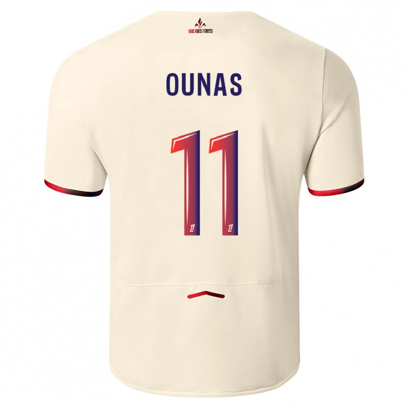 Danxen Kinderen Adam Ounas #11 Gebroken Wit Rood Uitshirt Uittenue 2025/26 T-Shirt