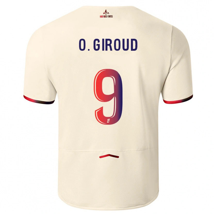 Danxen Kinderen Olivier Giroud #9 Gebroken Wit Rood Uitshirt Uittenue 2025/26 T-Shirt