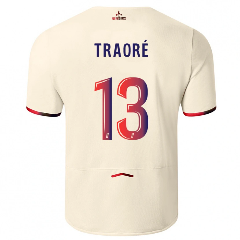 Danxen Kinderen Yéli Traoré #13 Gebroken Wit Rood Uitshirt Uittenue 2025/26 T-Shirt