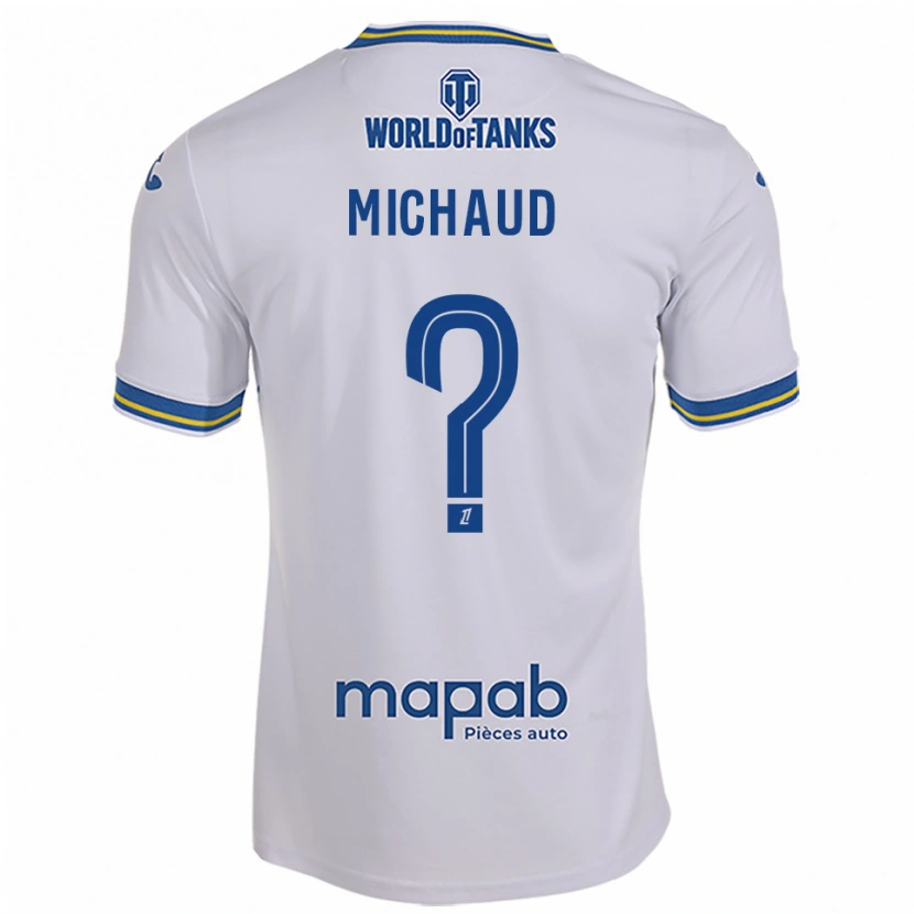 Danxen Kinderen Etan Michaud #0 Wit Hemelsblauw Uitshirt Uittenue 2025/26 T-Shirt
