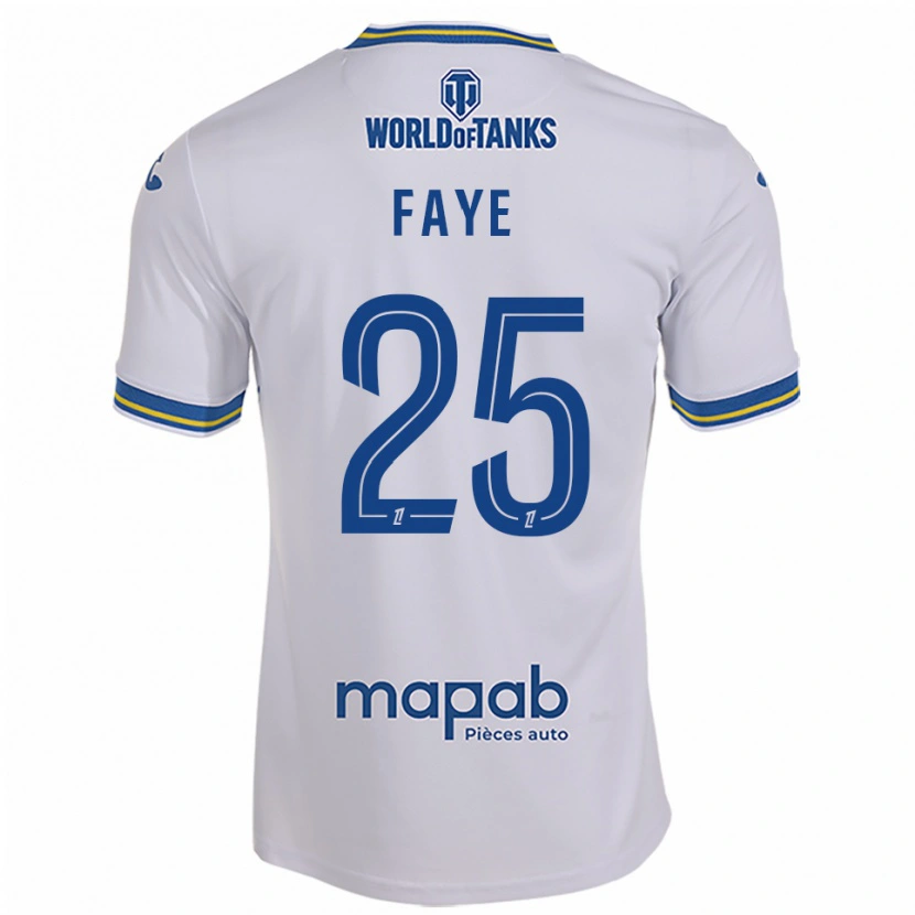 Danxen Kinderen Abdoulaye Faye #25 Wit Hemelsblauw Uitshirt Uittenue 2025/26 T-Shirt