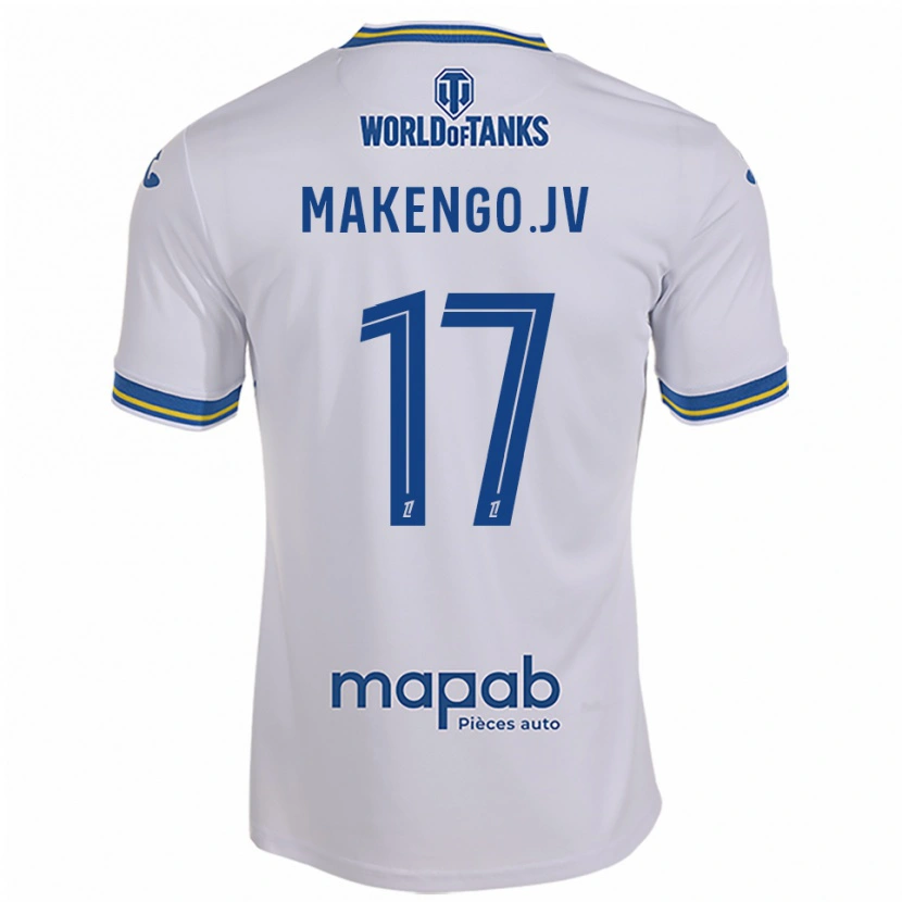 Danxen Kinderen Jean-Victor Makengo #17 Wit Hemelsblauw Uitshirt Uittenue 2025/26 T-Shirt