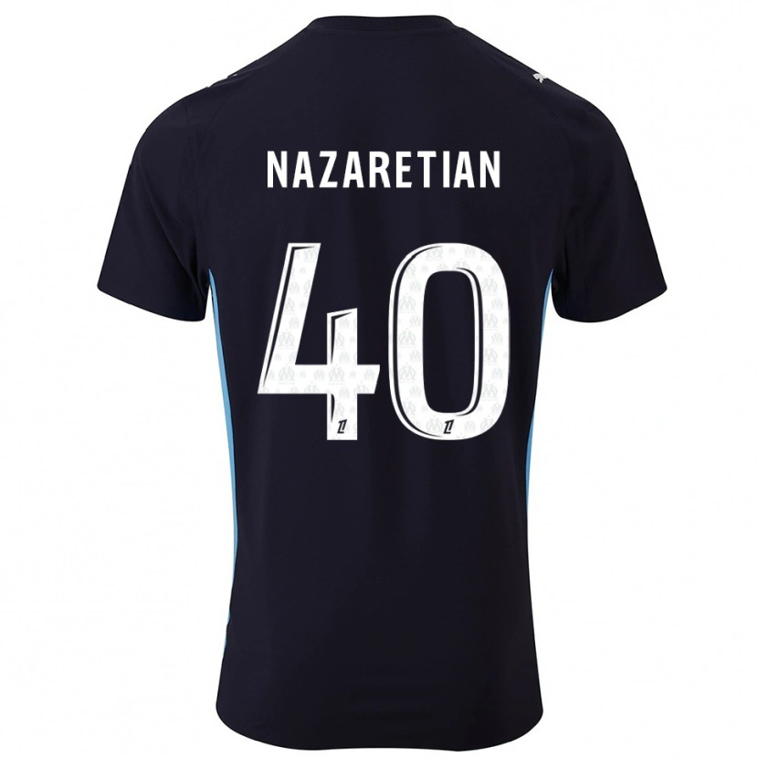 Danxen Kinderen Manuel Nazaretian #40 Zwart Hemelsblauw Uitshirt Uittenue 2025/26 T-Shirt