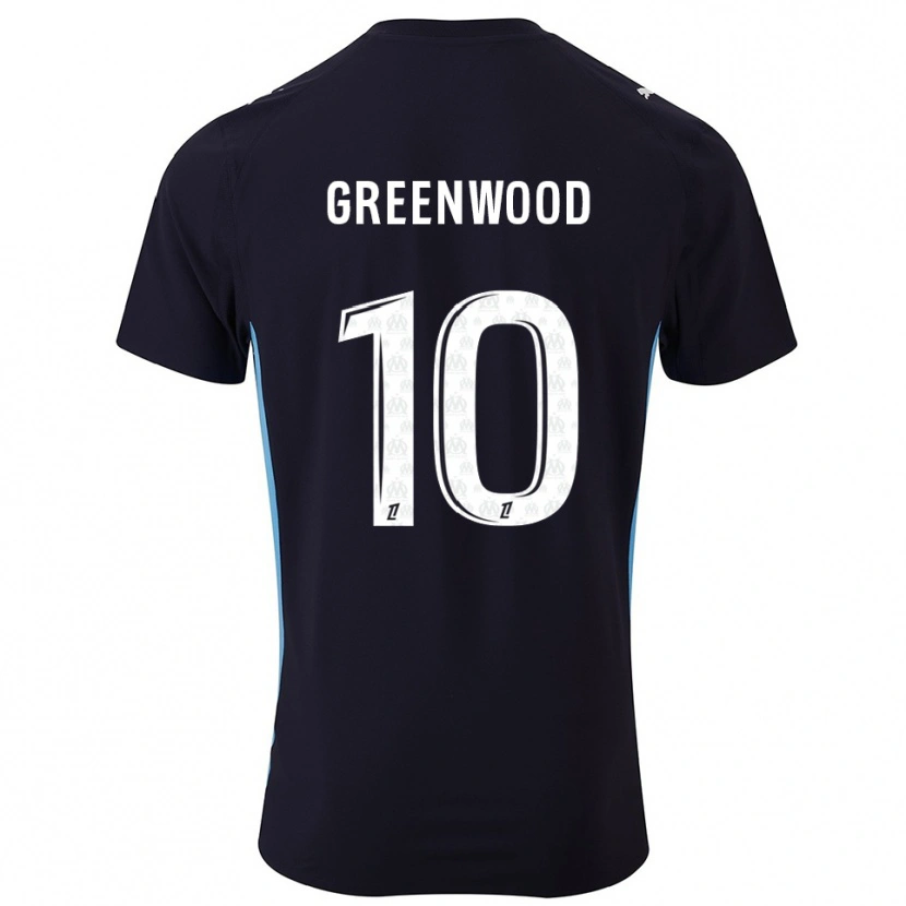 Danxen Kinderen Mason Greenwood #10 Zwart Hemelsblauw Uitshirt Uittenue 2025/26 T-Shirt