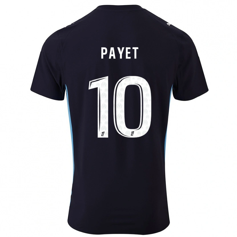 Danxen Kinderen Dimitri Payet #10 Zwart Hemelsblauw Uitshirt Uittenue 2025/26 T-Shirt