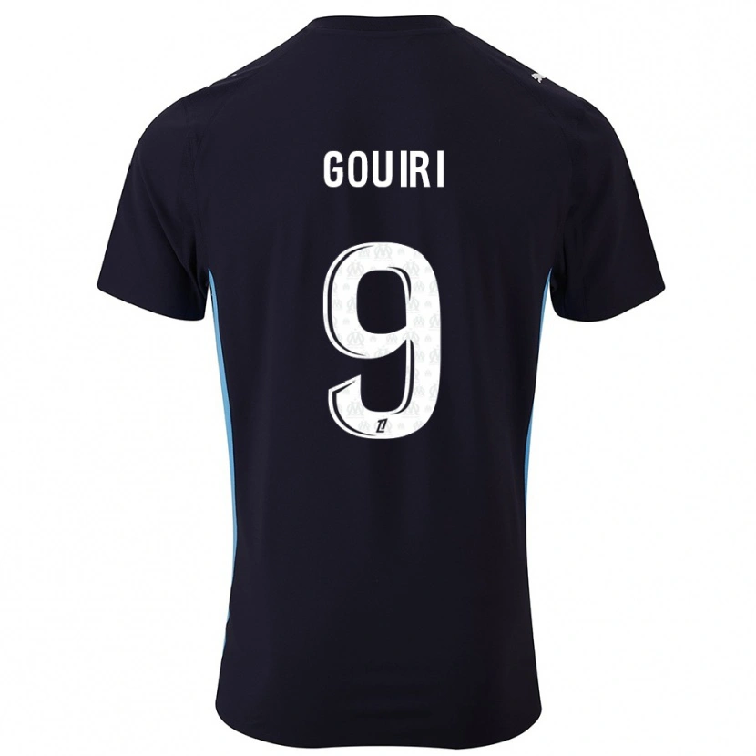Danxen Kinderen Amine Gouiri #9 Zwart Hemelsblauw Uitshirt Uittenue 2025/26 T-Shirt