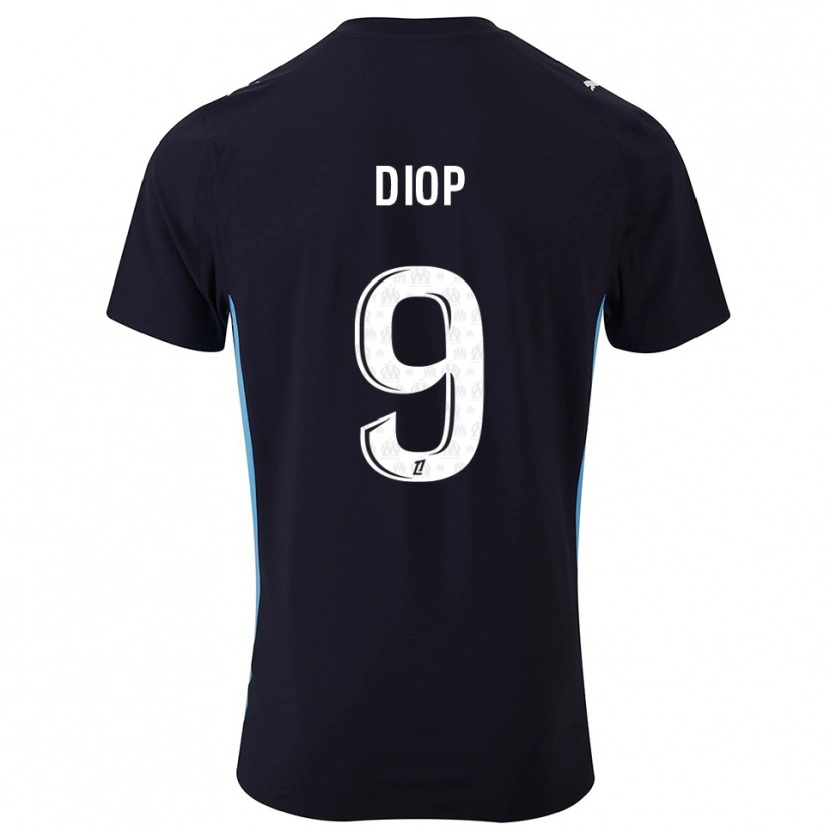 Danxen Kinderen Mama Diop #9 Zwart Hemelsblauw Uitshirt Uittenue 2025/26 T-Shirt