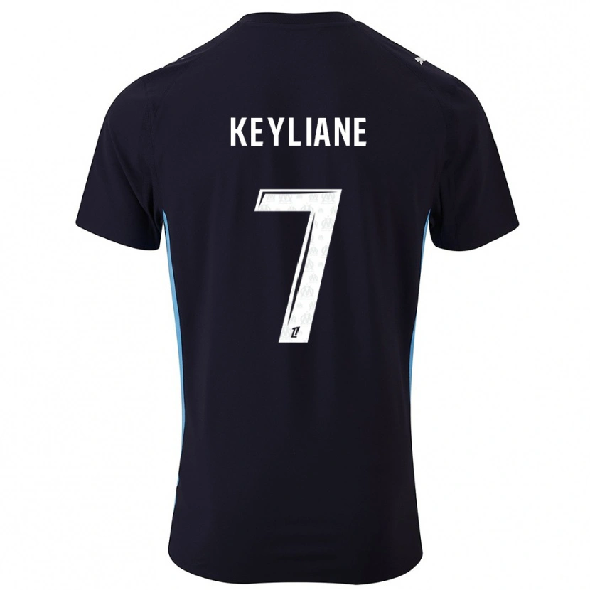 Danxen Kinderen Keyliane Abdallah #7 Zwart Hemelsblauw Uitshirt Uittenue 2025/26 T-Shirt