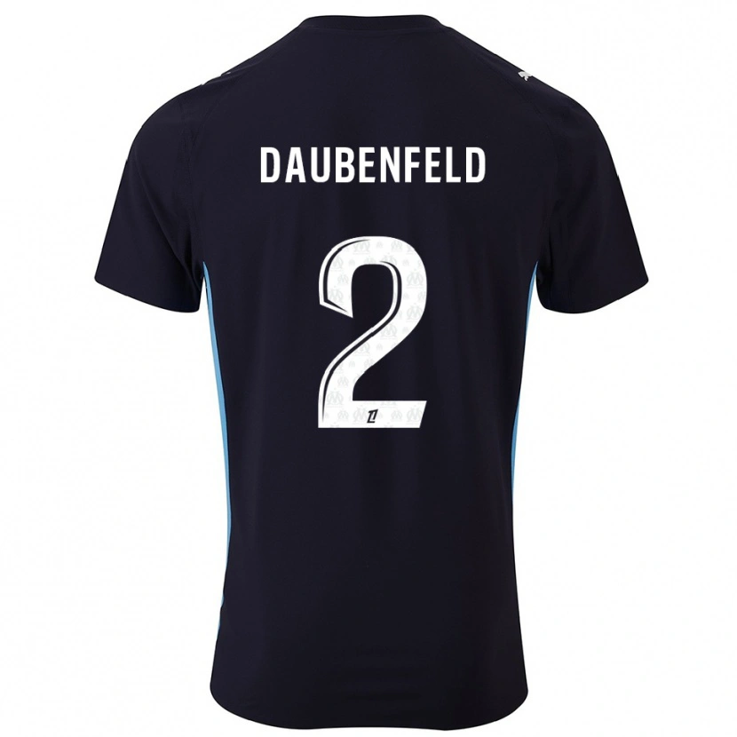 Danxen Kinderen Lucas Daubenfeld #2 Zwart Hemelsblauw Uitshirt Uittenue 2025/26 T-Shirt