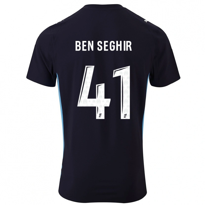 Danxen Kinderen Salim Ben Seghir #41 Zwart Hemelsblauw Uitshirt Uittenue 2025/26 T-Shirt