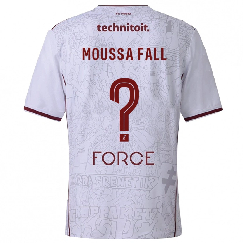 Danxen Kinderen Pape Moussa Fall #0 Wit Bordeaux Uitshirt Uittenue 2025/26 T-Shirt