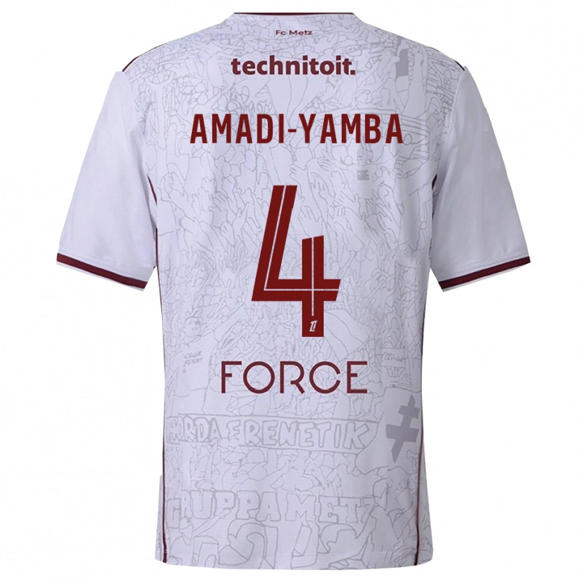 Danxen Kinderen Nelson Amadi-Yamba #4 Wit Bordeaux Uitshirt Uittenue 2025/26 T-Shirt