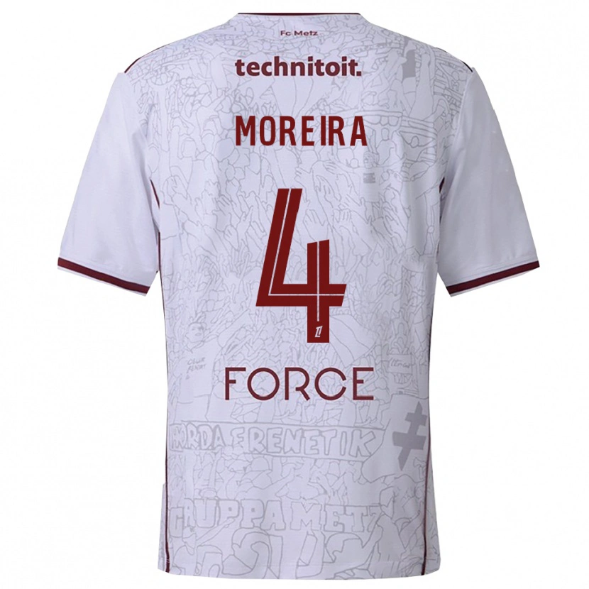 Danxen Kinderen Clara Moreira #4 Wit Bordeaux Uitshirt Uittenue 2025/26 T-Shirt