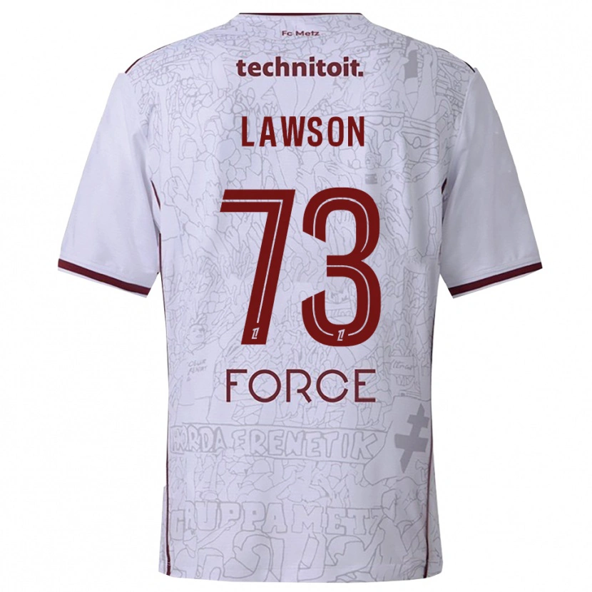 Danxen Kinderen Yannis Lawson #73 Wit Bordeaux Uitshirt Uittenue 2025/26 T-Shirt