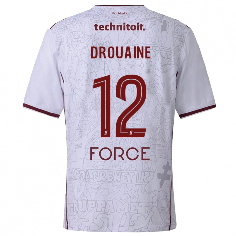 Danxen Kinderen Mathieu Drouaine #12 Wit Bordeaux Uitshirt Uittenue 2025/26 T-Shirt