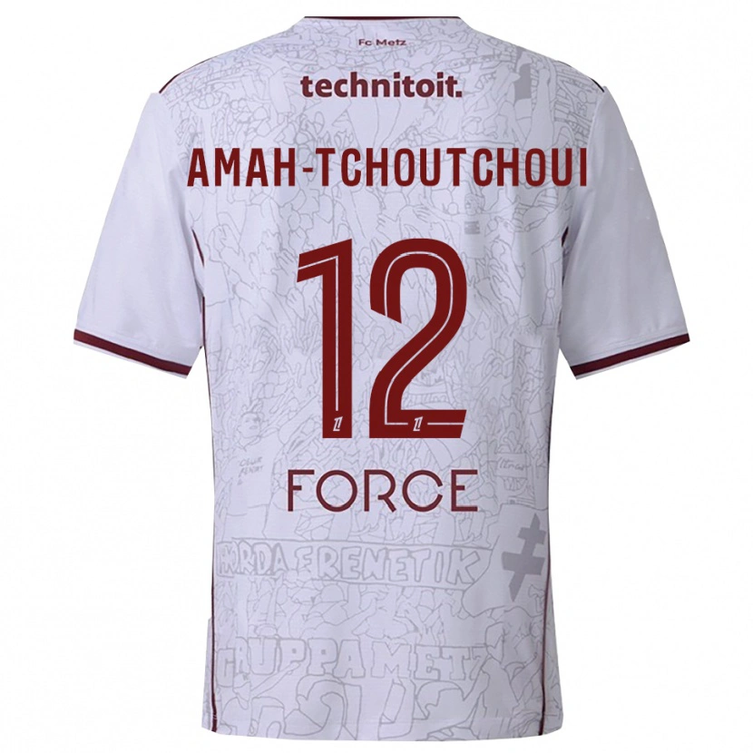Danxen Kinderen Marco Amah-Tchoutchoui #12 Wit Bordeaux Uitshirt Uittenue 2025/26 T-Shirt