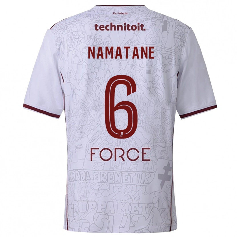 Danxen Kinderen Joseph Namatane #6 Wit Bordeaux Uitshirt Uittenue 2025/26 T-Shirt