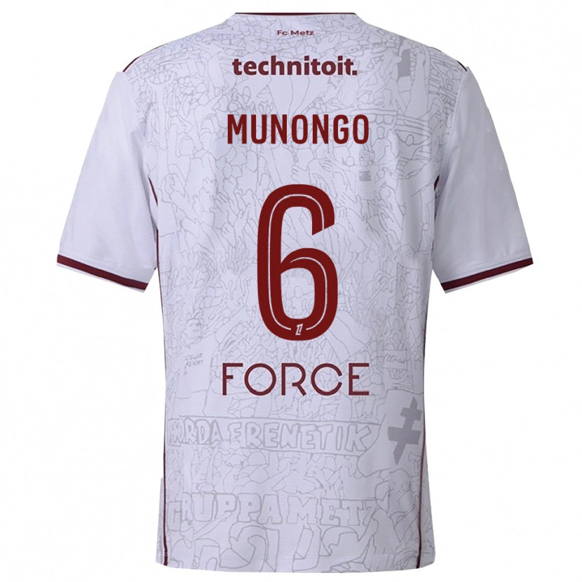 Danxen Kinderen Believe Munongo #6 Wit Bordeaux Uitshirt Uittenue 2025/26 T-Shirt