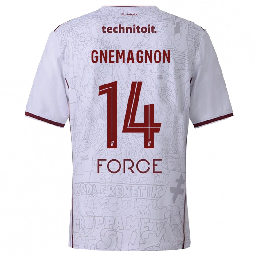 Danxen Kinderen Mahi Gnemagnon #14 Wit Bordeaux Uitshirt Uittenue 2025/26 T-Shirt