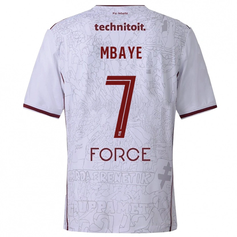 Danxen Kinderen Malick Mbaye #7 Wit Bordeaux Uitshirt Uittenue 2025/26 T-Shirt