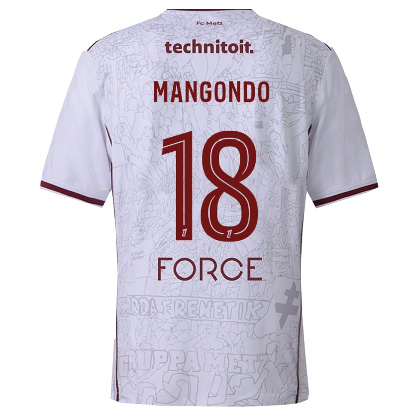 Danxen Kinderen Joseph Mangondo #18 Wit Bordeaux Uitshirt Uittenue 2025/26 T-Shirt