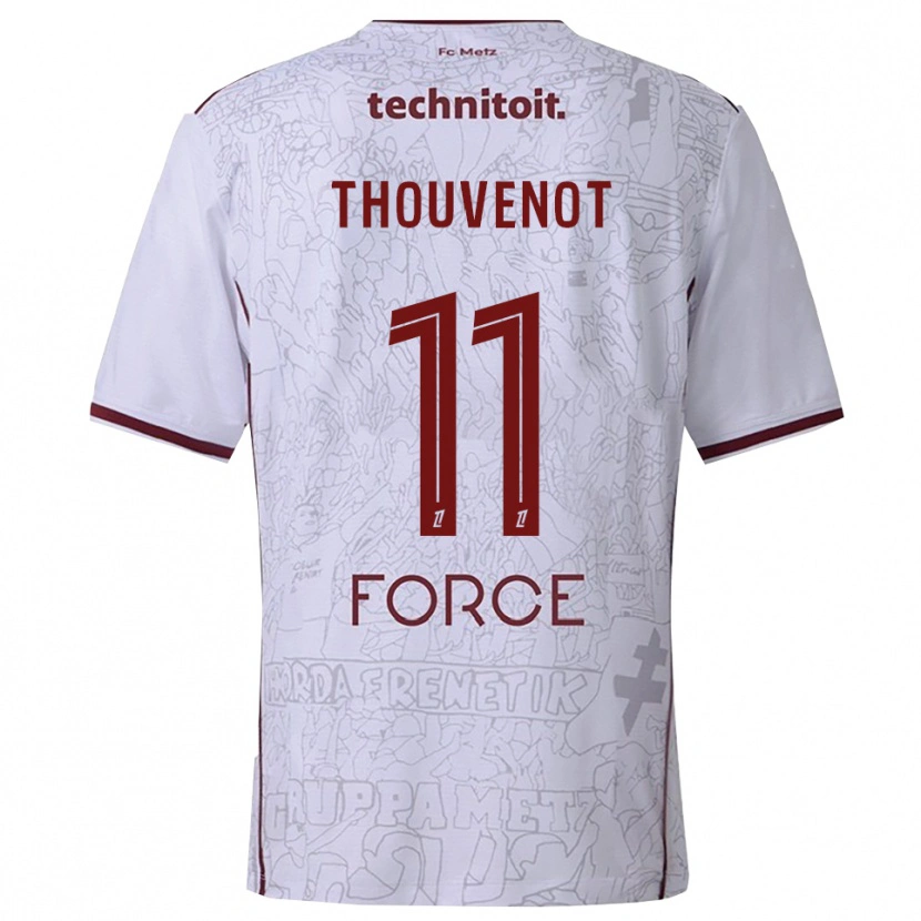 Danxen Kinderen Jules Thouvenot #11 Wit Bordeaux Uitshirt Uittenue 2025/26 T-Shirt