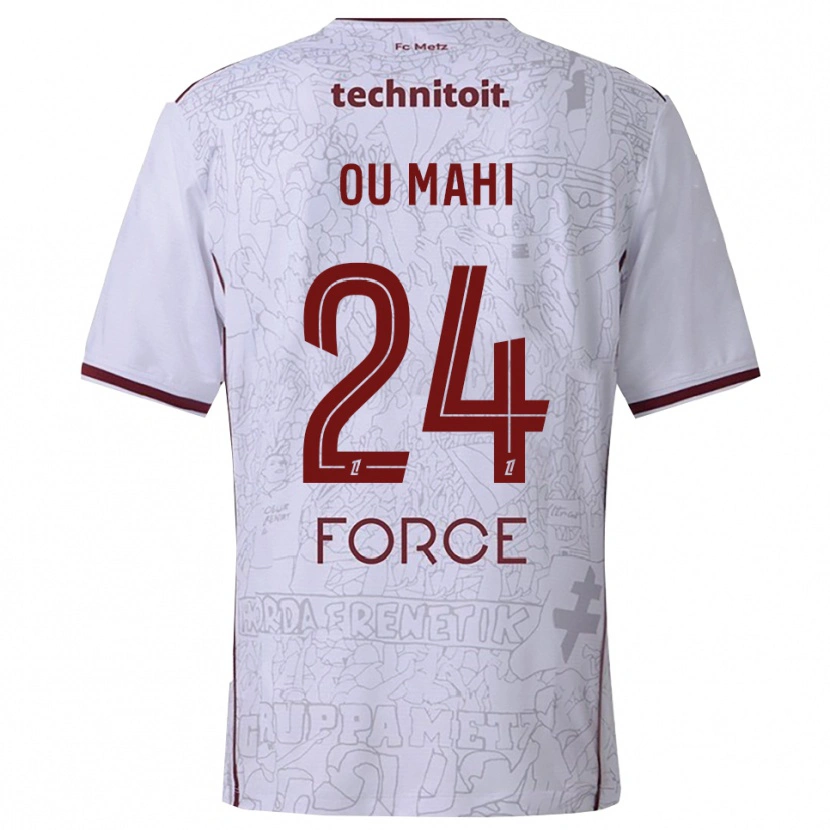 Danxen Kinderen Inès Ou Mahi #24 Wit Bordeaux Uitshirt Uittenue 2025/26 T-Shirt