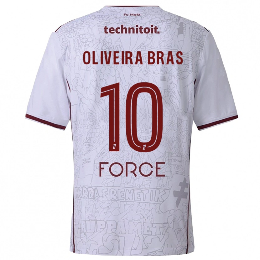 Danxen Kinderen Luisa Oliveira Bras #10 Wit Bordeaux Uitshirt Uittenue 2025/26 T-Shirt