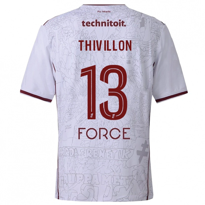 Danxen Kinderen Lina Thivillon #13 Wit Bordeaux Uitshirt Uittenue 2025/26 T-Shirt
