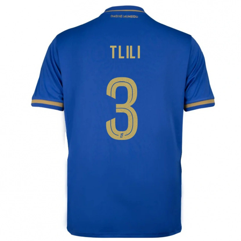 Danxen Kinderen Mehdi Tlili #3 Blauw Goud Uitshirt Uittenue 2025/26 T-Shirt