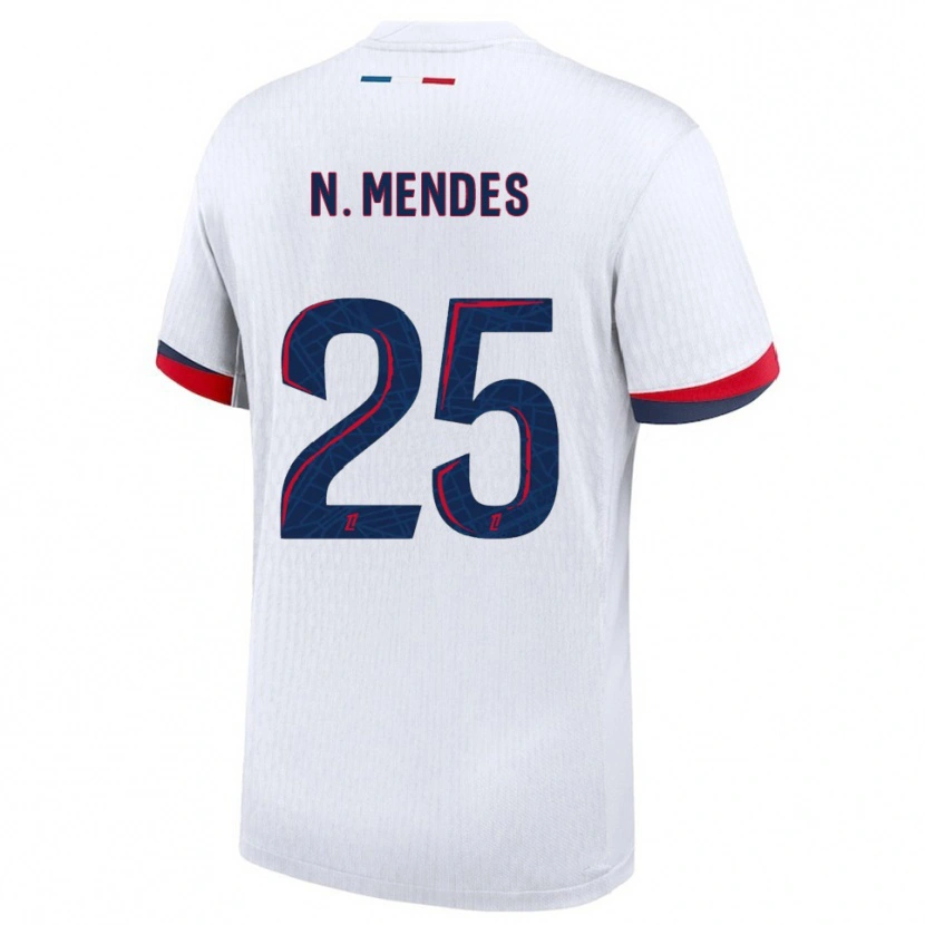 Danxen Kinderen Nuno Mendes #25 Wit Rood Uitshirt Uittenue 2025/26 T-Shirt