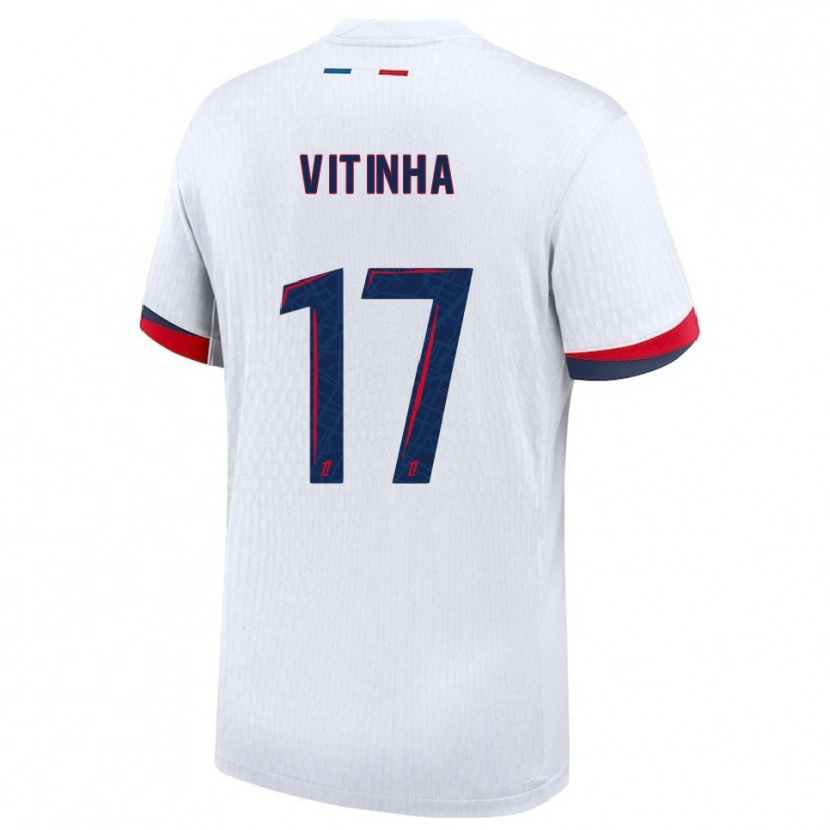 Danxen Kinderen Vitinha #17 Wit Rood Uitshirt Uittenue 2025/26 T-Shirt
