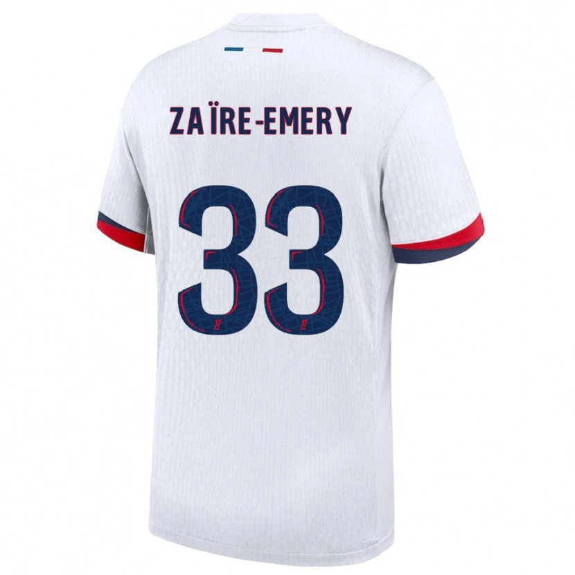Danxen Kinderen Warren Zaïre-Emery #33 Wit Rood Uitshirt Uittenue 2025/26 T-Shirt