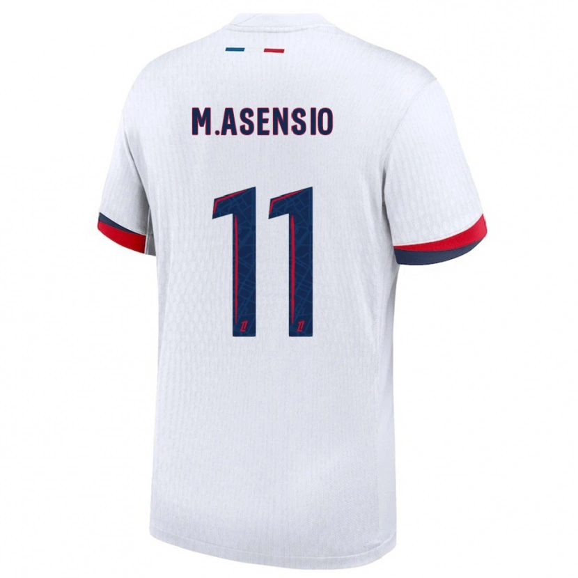 Danxen Kinderen Marco Asensio #11 Wit Rood Uitshirt Uittenue 2025/26 T-Shirt