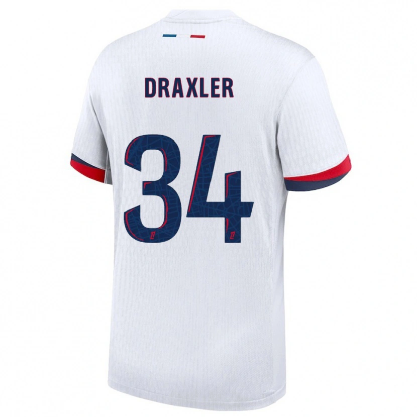 Danxen Kinderen Julian Draxler #34 Wit Rood Uitshirt Uittenue 2025/26 T-Shirt