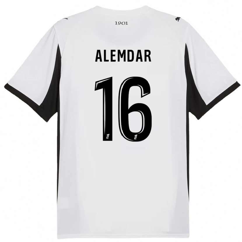 Danxen Kinderen Doğan Alemdar #16 Wit Zwart Uitshirt Uittenue 2025/26 T-Shirt