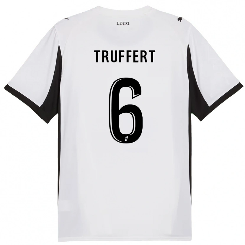 Danxen Kinderen Florian Truffert #6 Wit Zwart Uitshirt Uittenue 2025/26 T-Shirt