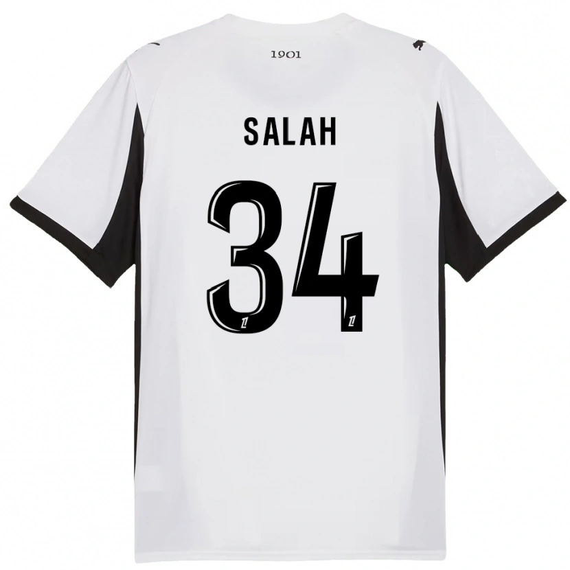 Danxen Kinderen Ibrahim Salah #34 Wit Zwart Uitshirt Uittenue 2025/26 T-Shirt