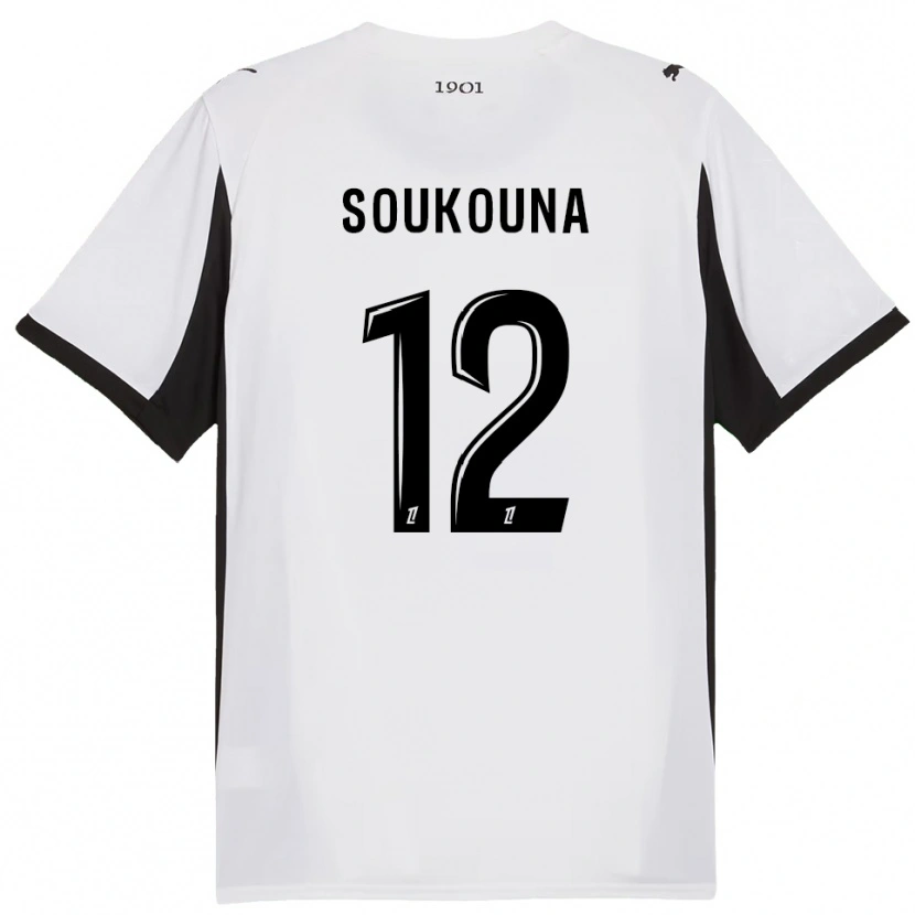 Danxen Kinderen Isiaka Soukouna #12 Wit Zwart Uitshirt Uittenue 2025/26 T-Shirt