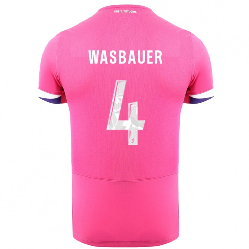 Danxen Kinderen Nicolas Wasbauer #4 Roze Wit Uitshirt Uittenue 2025/26 T-Shirt