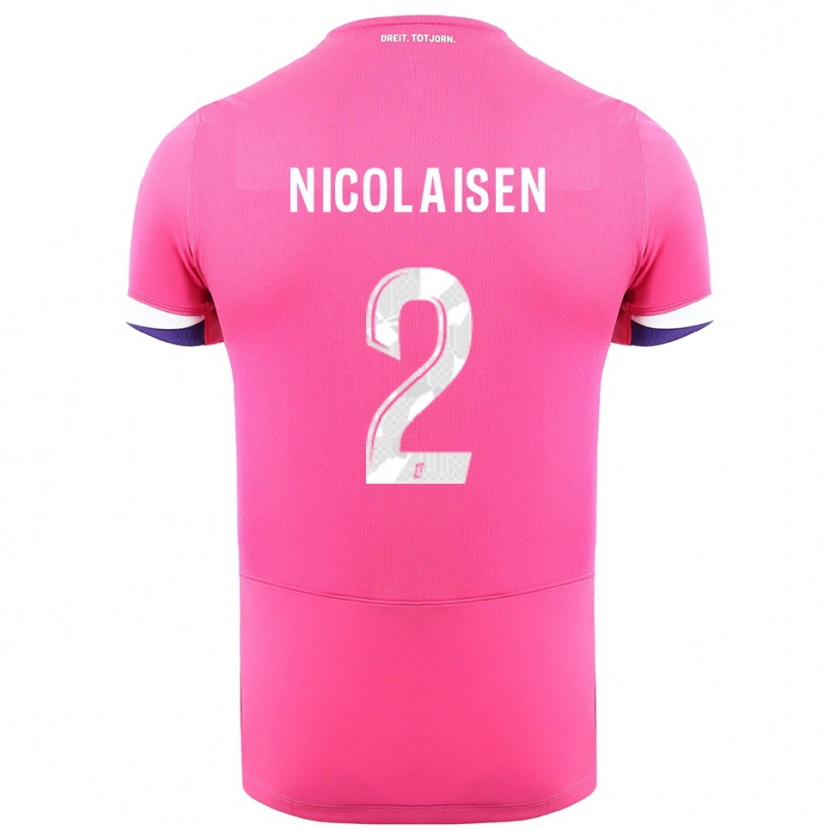 Danxen Kinderen Rasmus Nicolaisen #2 Roze Wit Uitshirt Uittenue 2025/26 T-Shirt