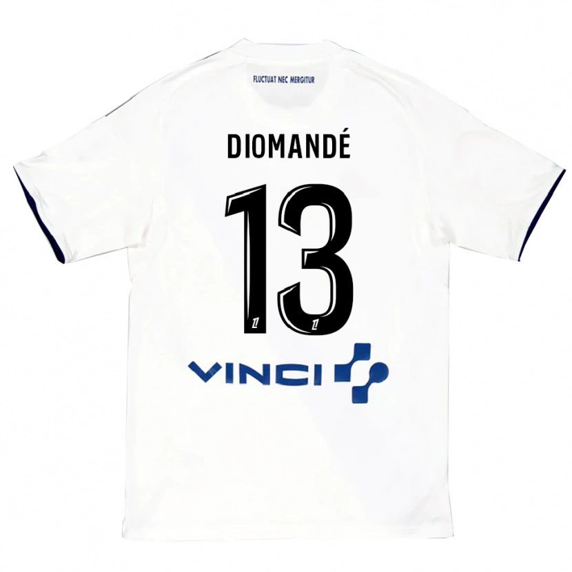 Danxen Kinderen Vassancy Diomandé #13 Wit Blauw Uitshirt Uittenue 2025/26 T-Shirt
