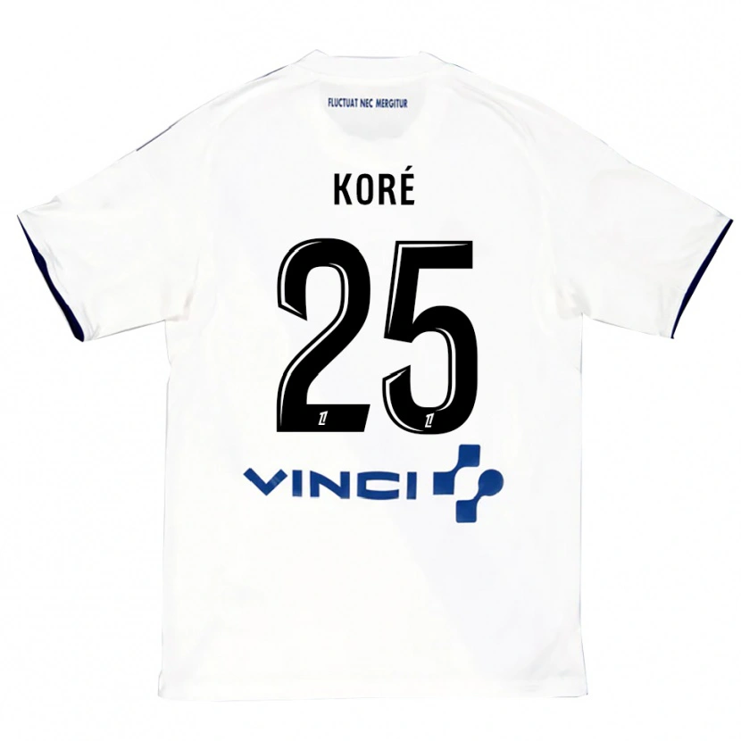 Danxen Kinderen Yoan Koré #25 Wit Blauw Uitshirt Uittenue 2025/26 T-Shirt
