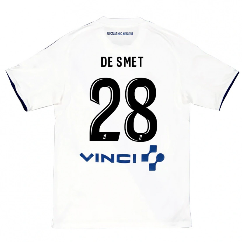 Danxen Kinderen Thibault De Smet #28 Wit Blauw Uitshirt Uittenue 2025/26 T-Shirt