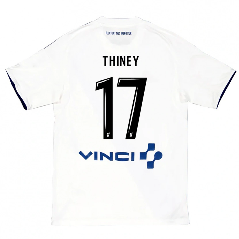 Danxen Kinderen Gaëtane Thiney #17 Wit Blauw Uitshirt Uittenue 2025/26 T-Shirt