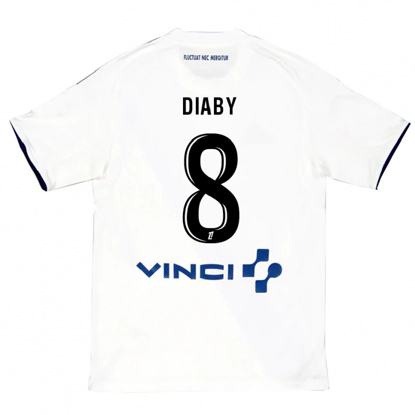 Danxen Kinderen Aboubakar Diaby #8 Wit Blauw Uitshirt Uittenue 2025/26 T-Shirt