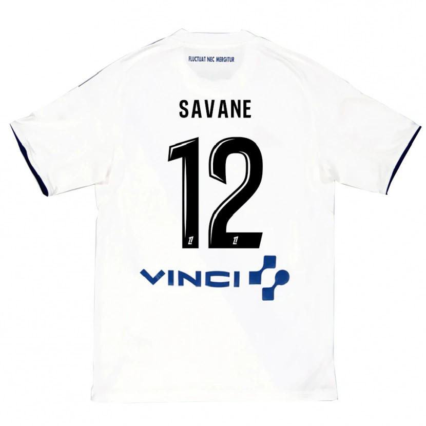 Danxen Kinderen Mohamed Savane #12 Wit Blauw Uitshirt Uittenue 2025/26 T-Shirt
