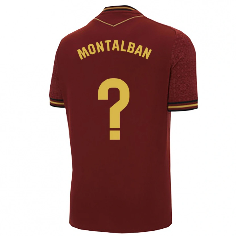 Danxen Kinderen Sergio Montalbán #0 Bordeaux Goud Uitshirt Uittenue 2025/26 T-Shirt